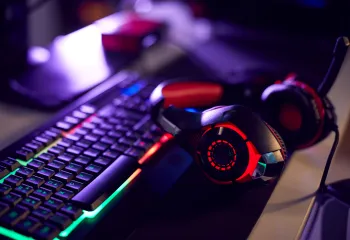 headset and keyboard for esports program