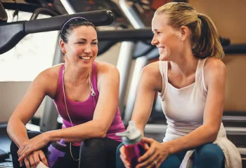 fitness center women talking