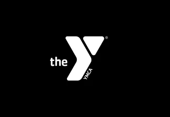 white logo on black background