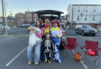 family in halloween costumes