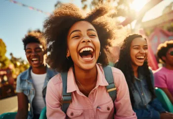 teens in amusement park
