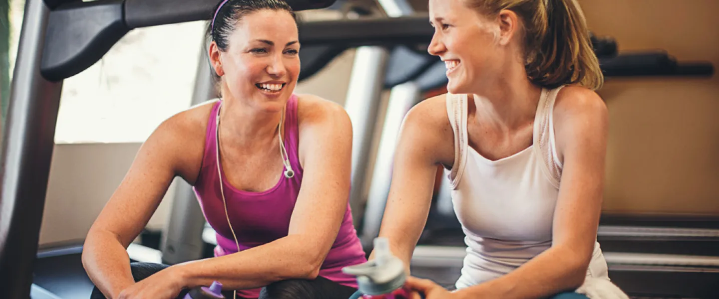 fitness center women talking