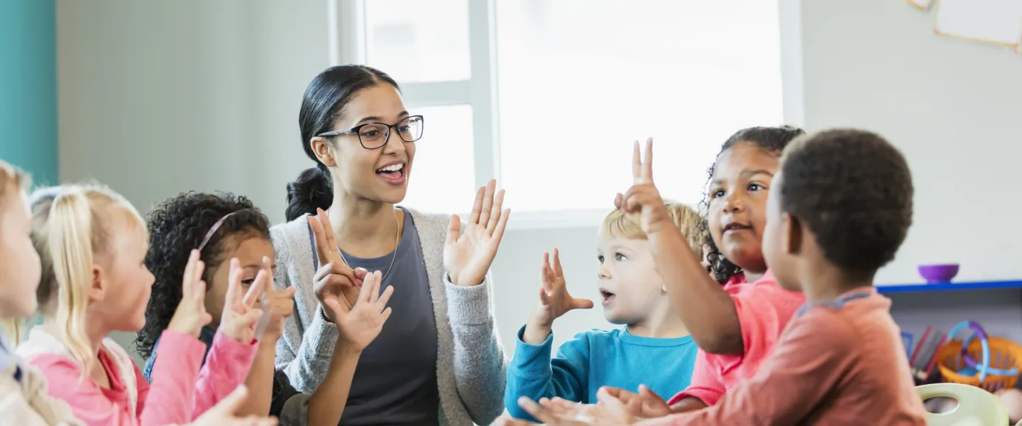 preschool class with teacher