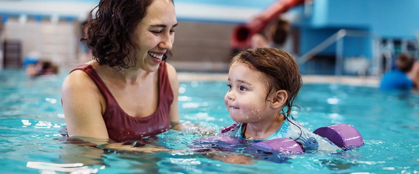 swimming with child