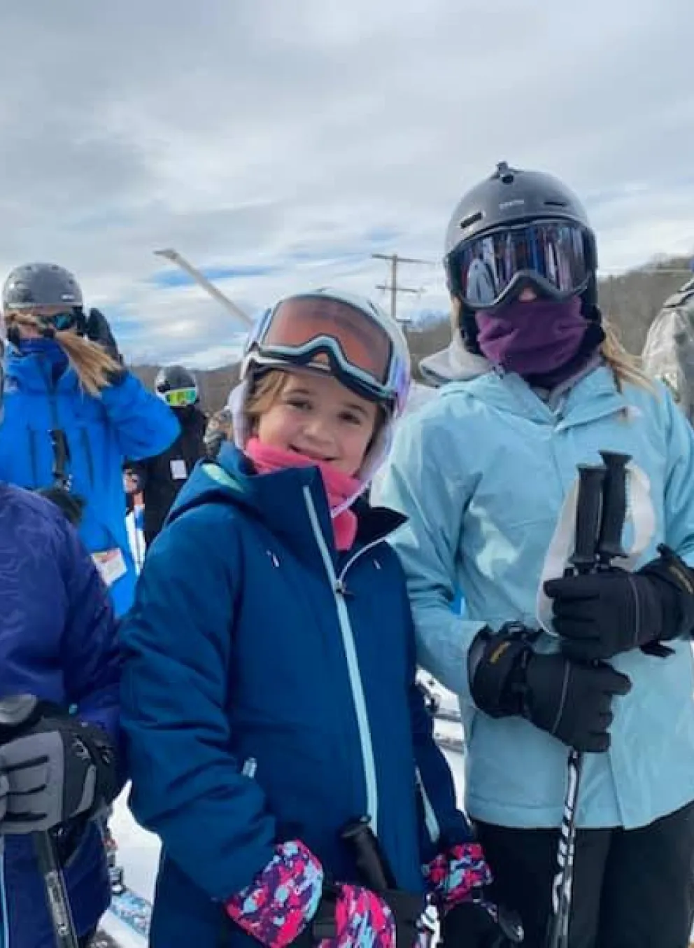 girl adventure guides at ski trip
