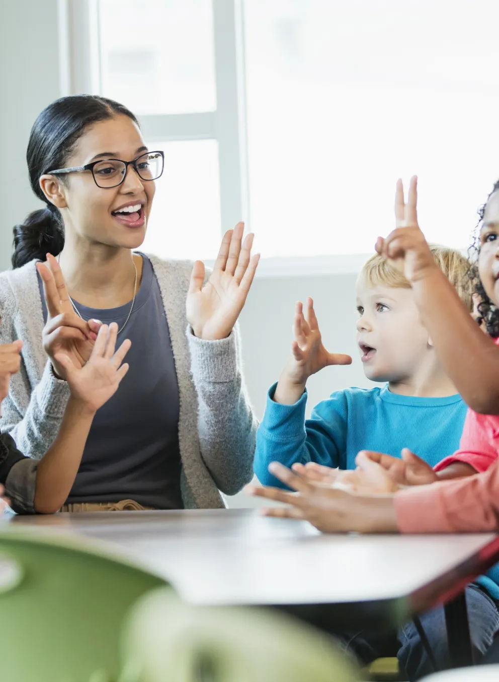 preschool class with teacher