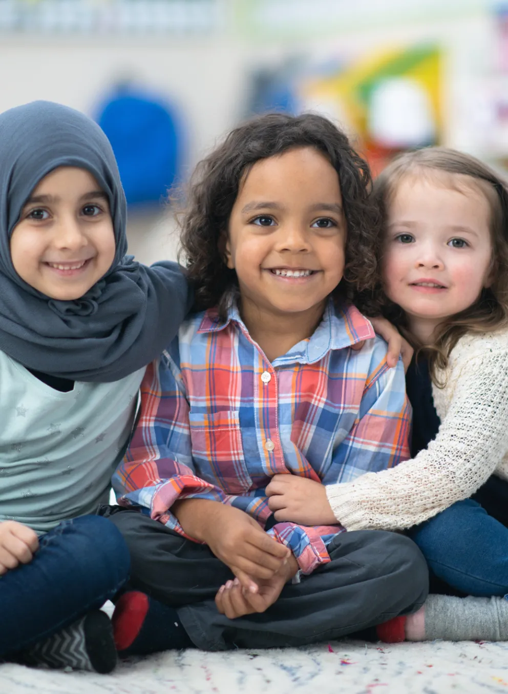 young school age children in library
