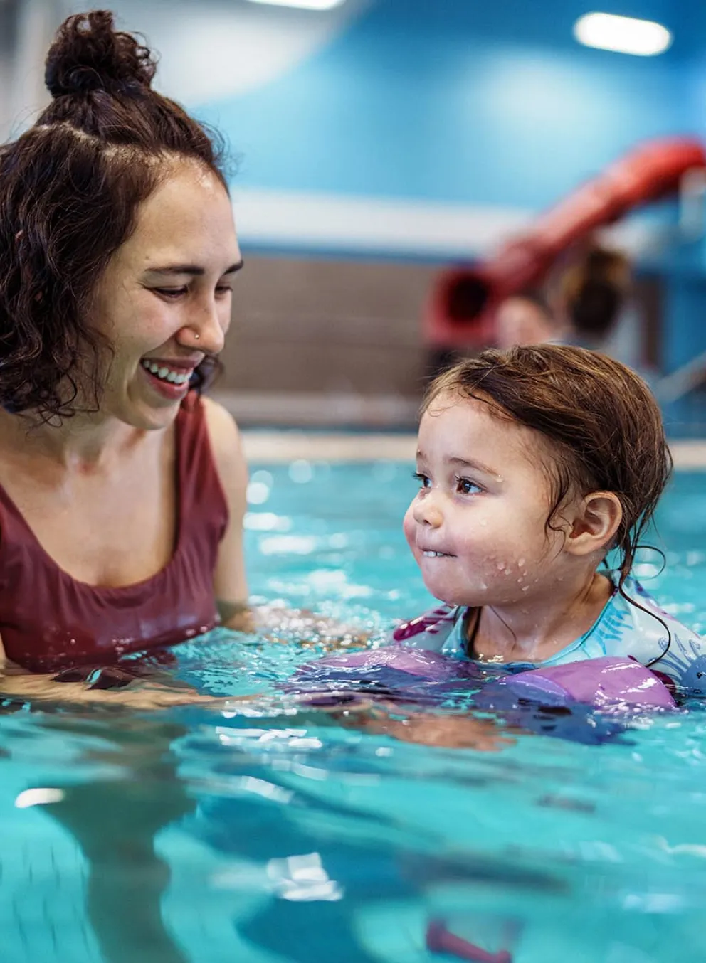 swimming with child