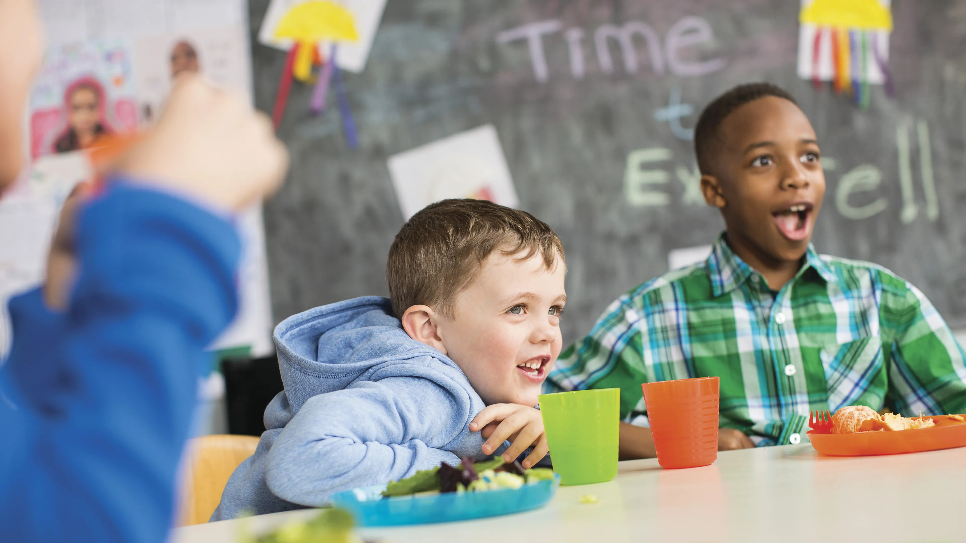 school age kids at table