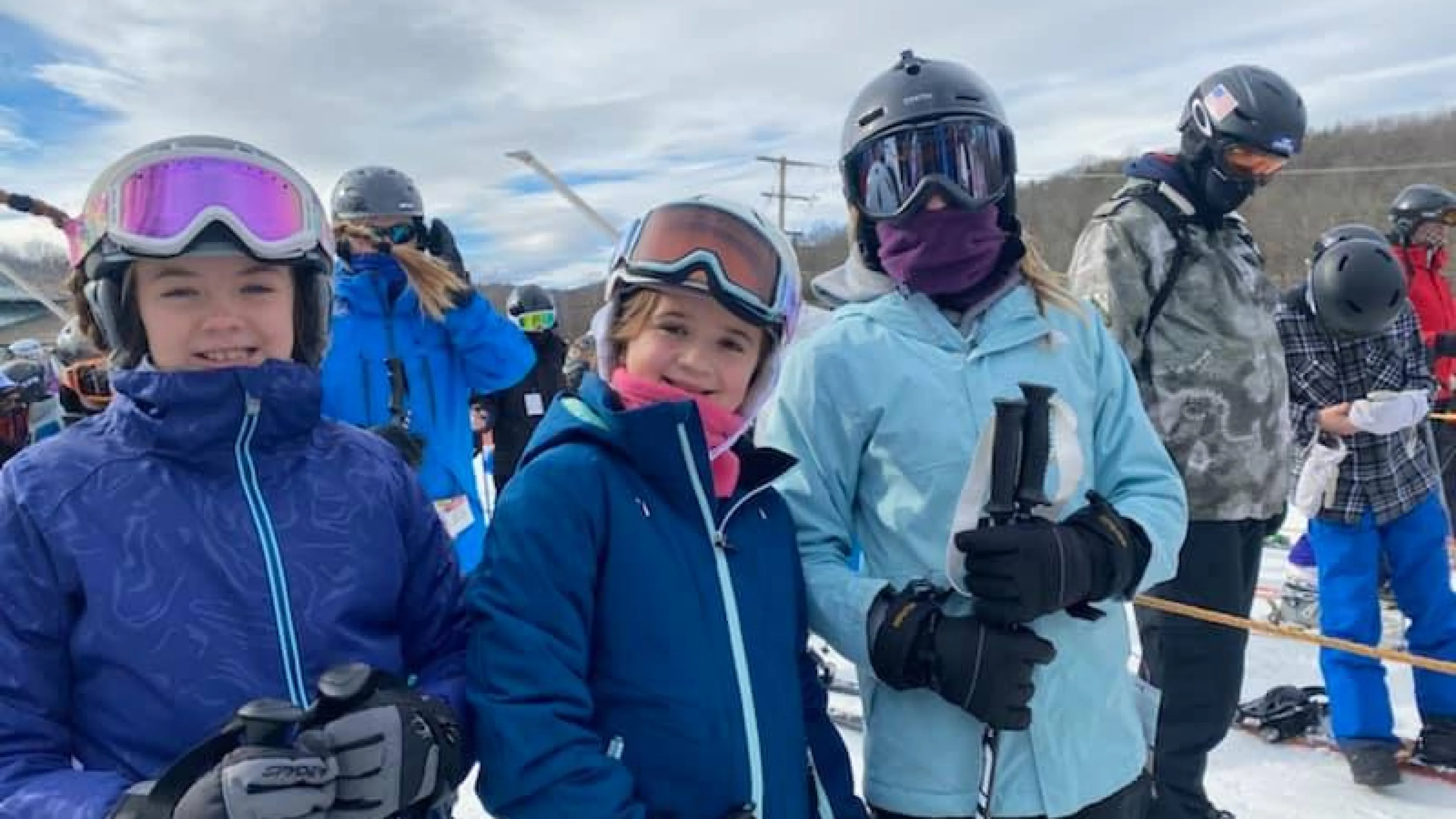 girl adventure guides at ski trip