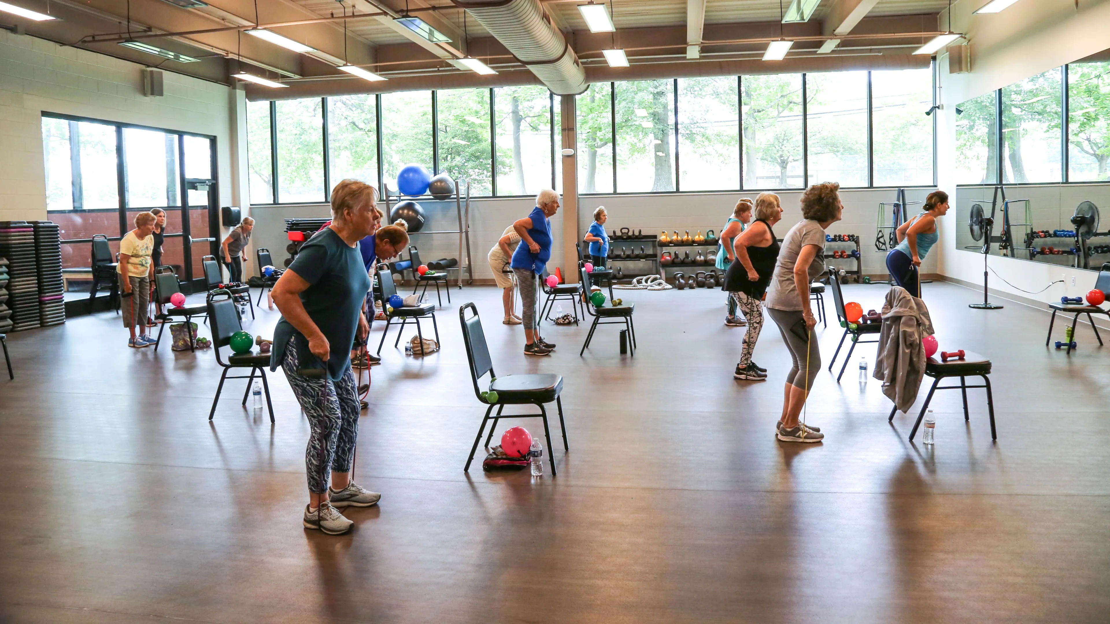 indoor group exercise class