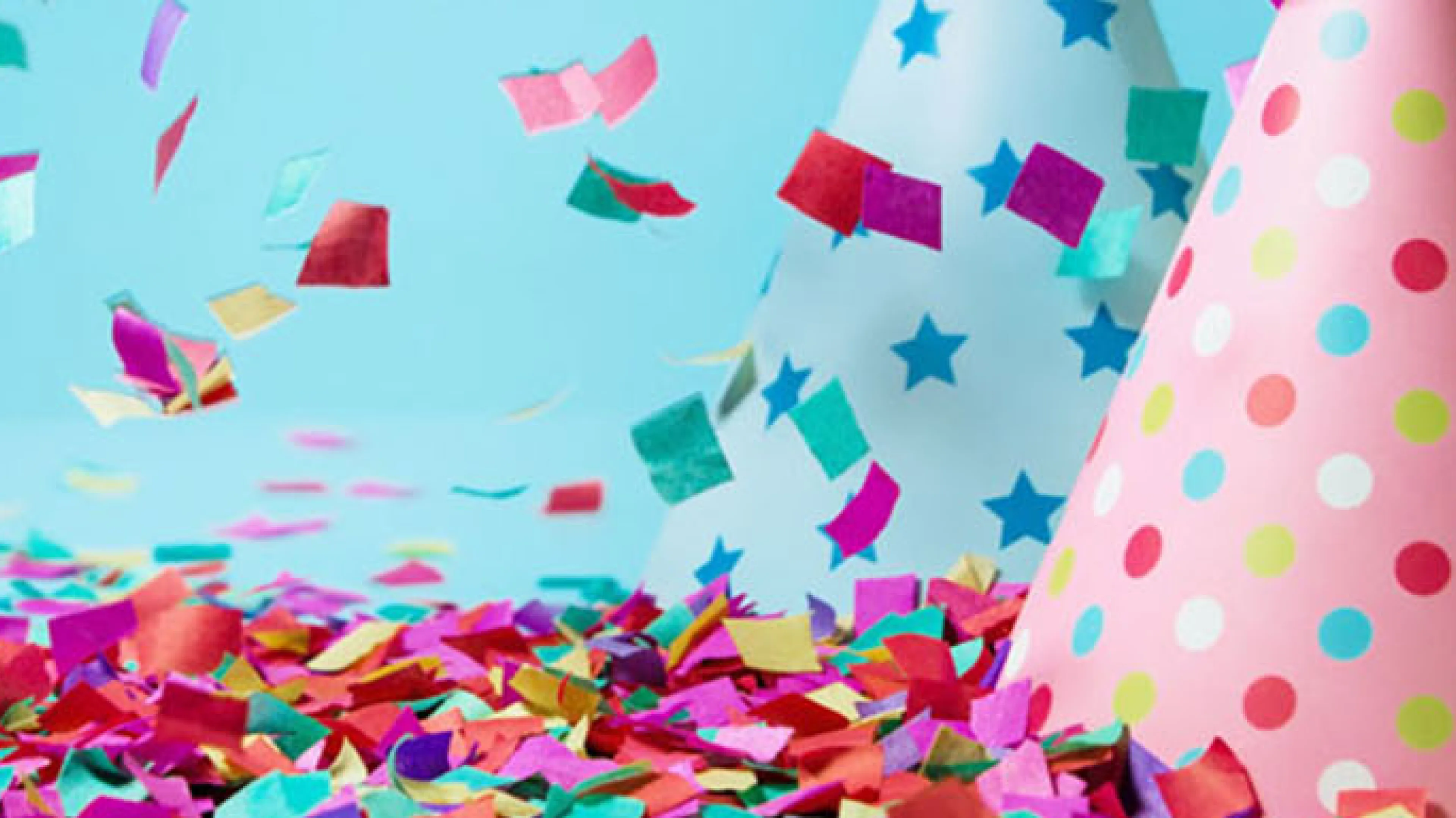 party hat and confetti