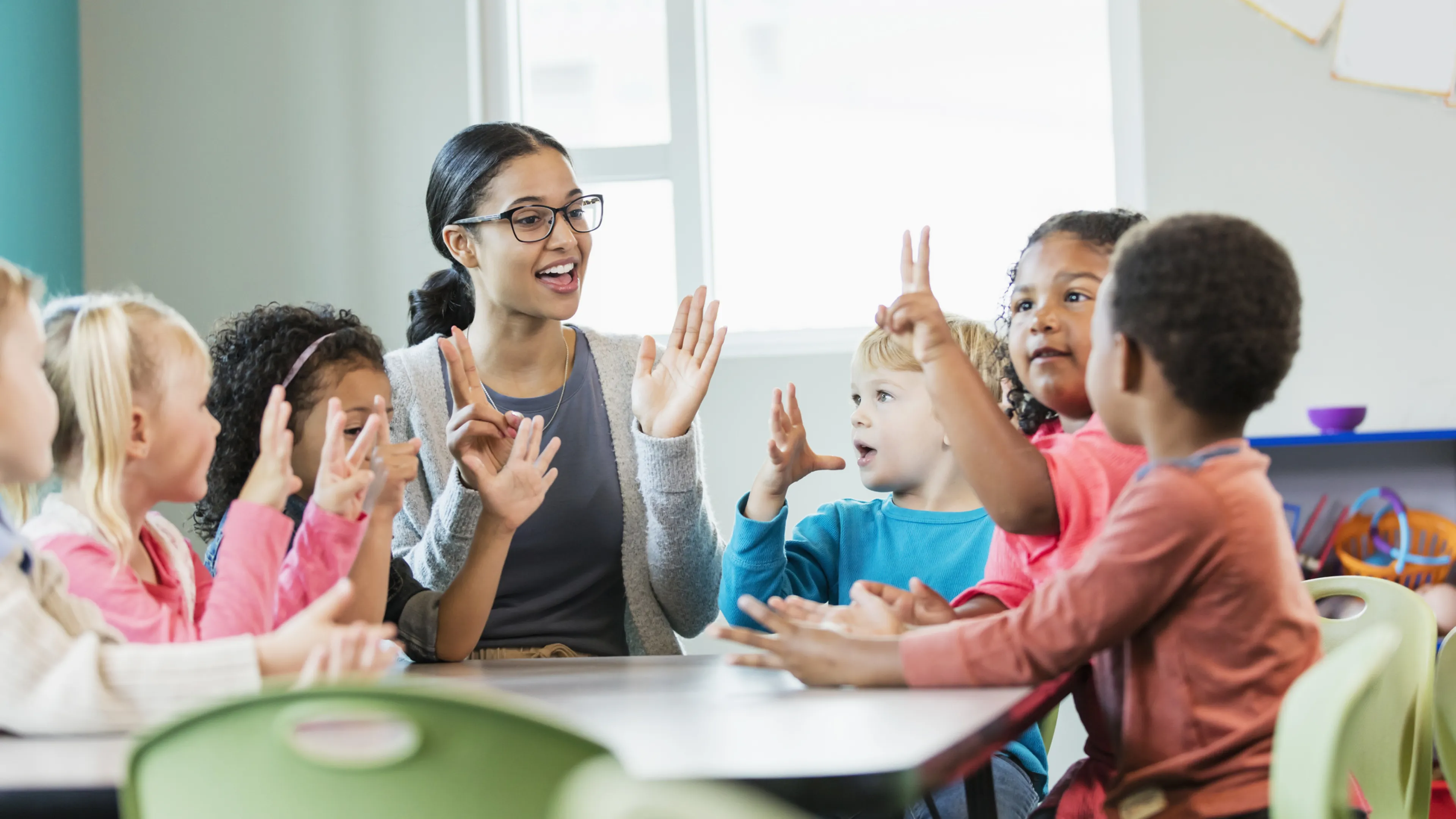preschool class with teacher