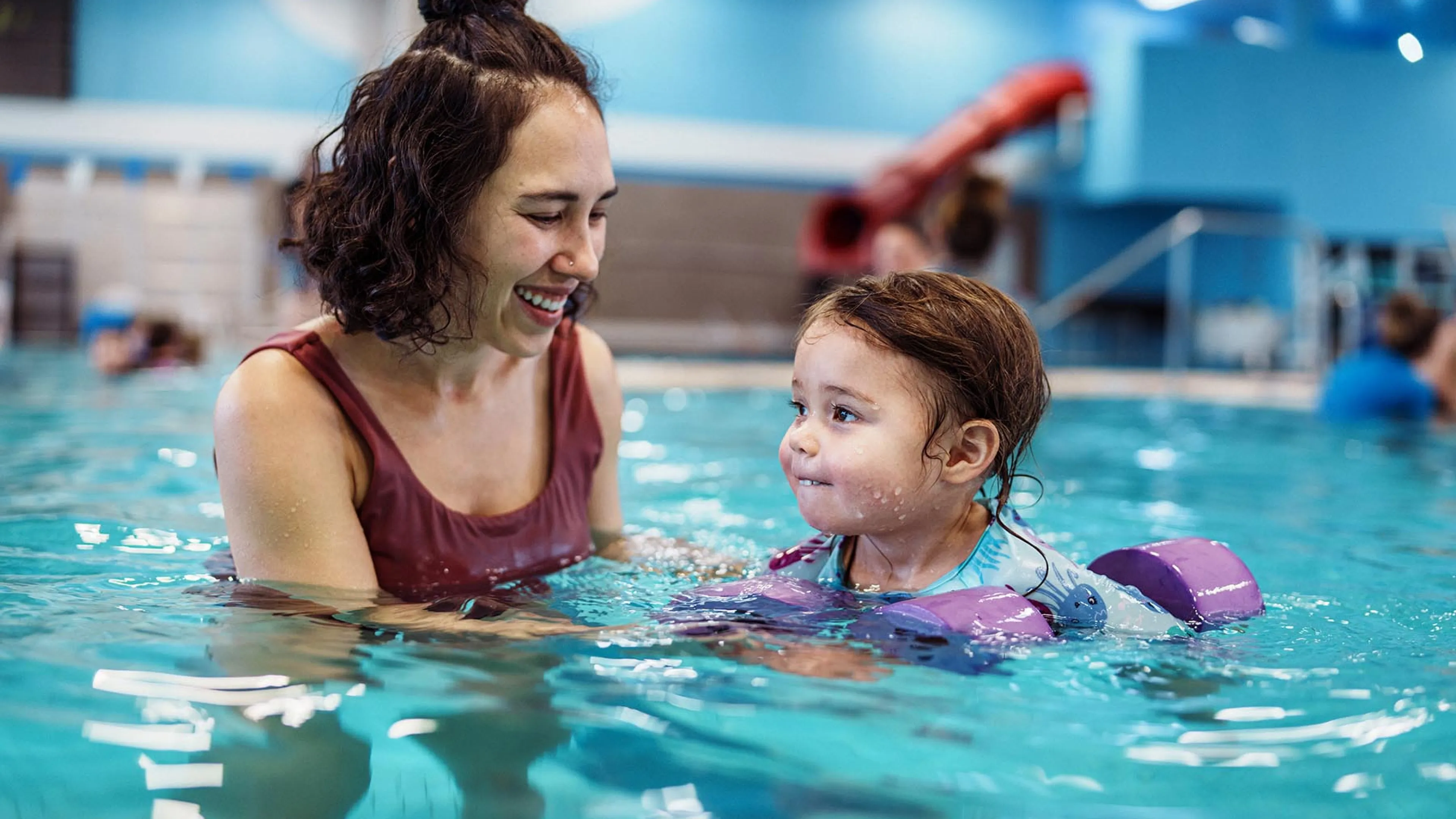 swimming with child
