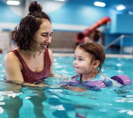 swimming with child