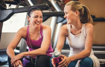 fitness center women talking