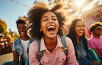 teens in amusement park