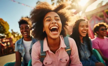 teens in amusement park